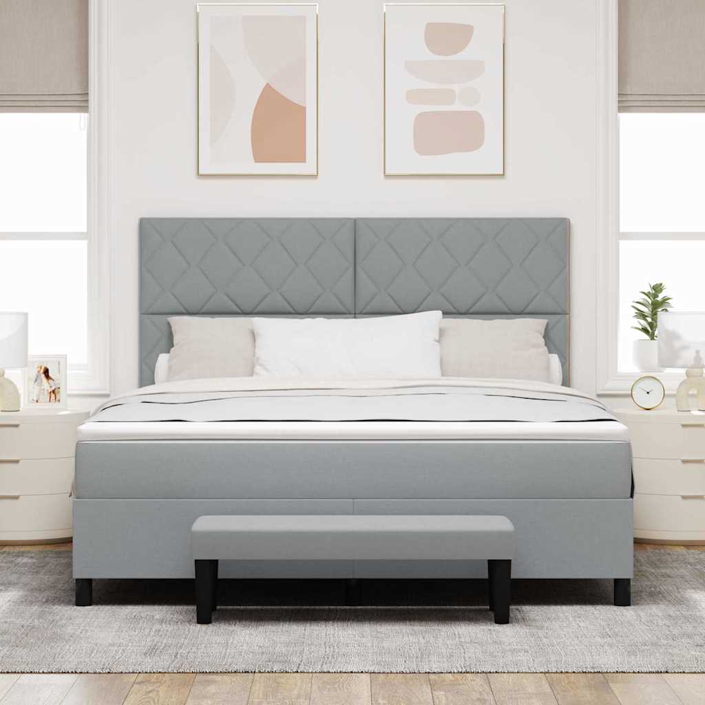 Lit à ressorts avec matelas Gris clair 180 x 200 cm tissu - XIOS
