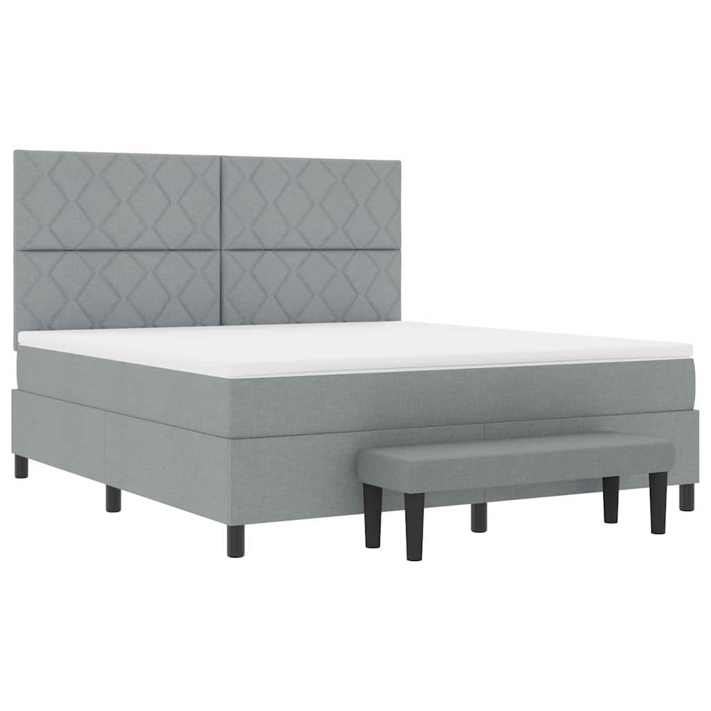 Lit à ressorts avec matelas Gris clair 180 x 200 cm tissu - XIOS