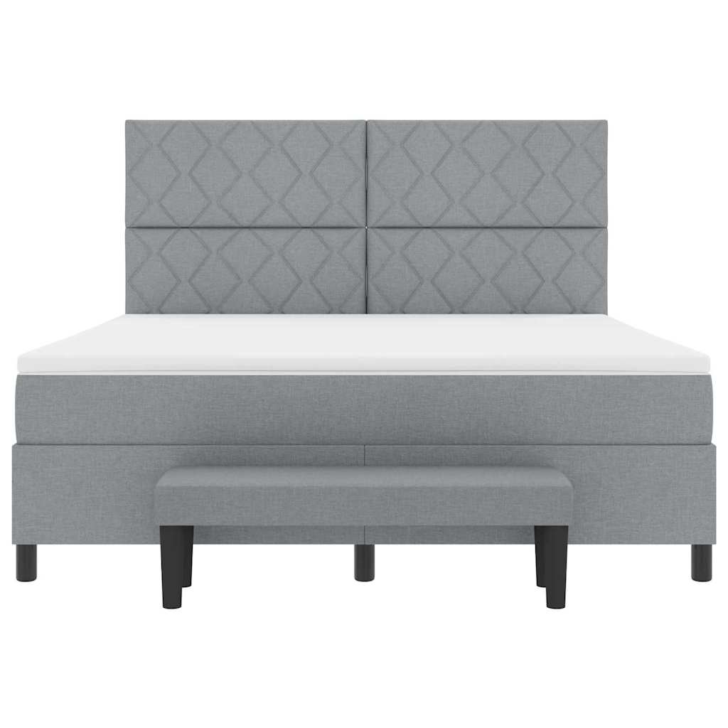 Lit à ressorts avec matelas Gris clair 180 x 200 cm tissu - XIOS