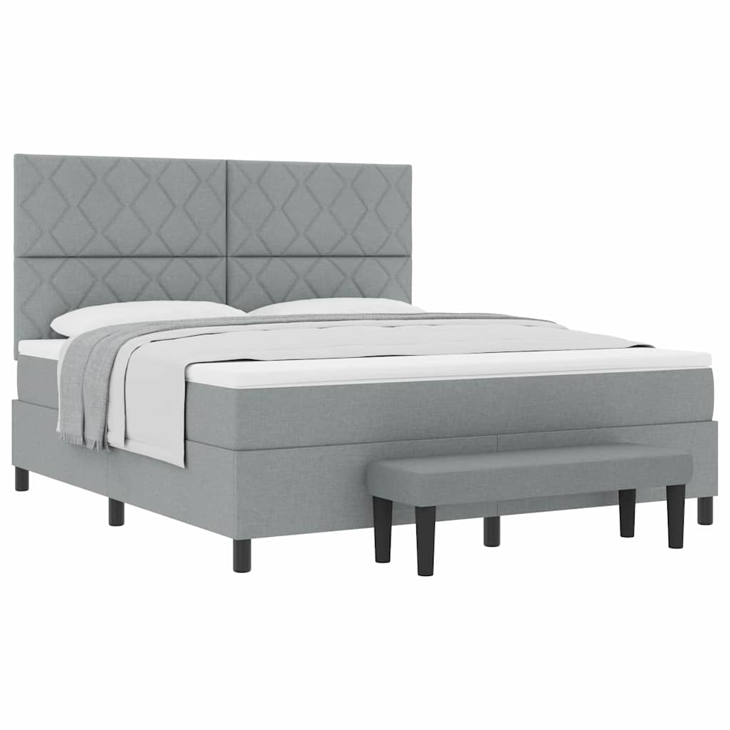 Lit à ressorts avec matelas Gris clair 180 x 200 cm tissu - XIOS