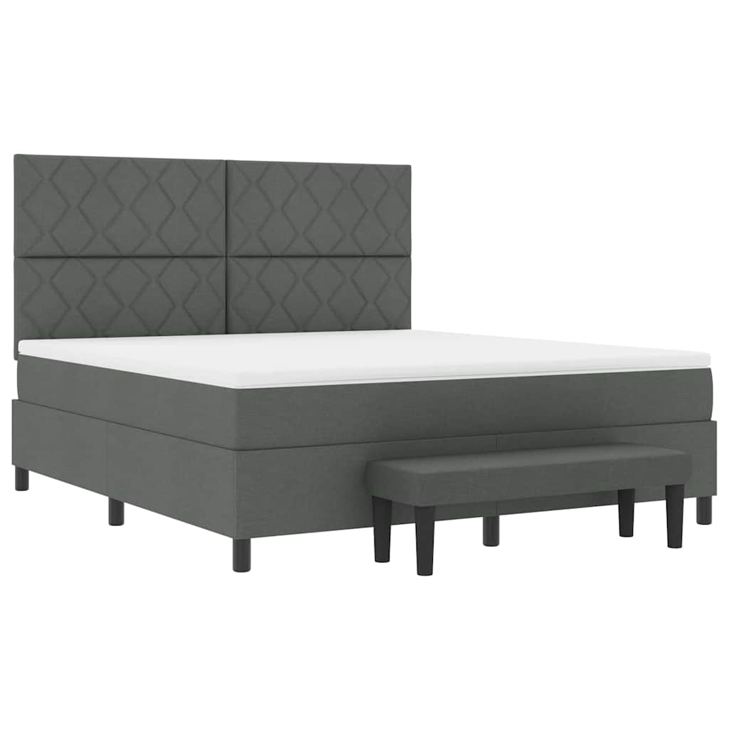 Lit à ressorts avec matelas Gris foncé 180 x 200 cm tissu - XIOS