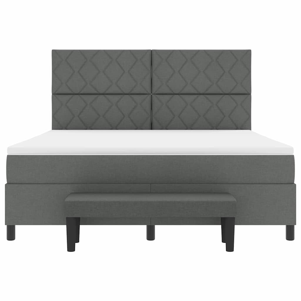 Lit à ressorts avec matelas Gris foncé 180 x 200 cm tissu - XIOS