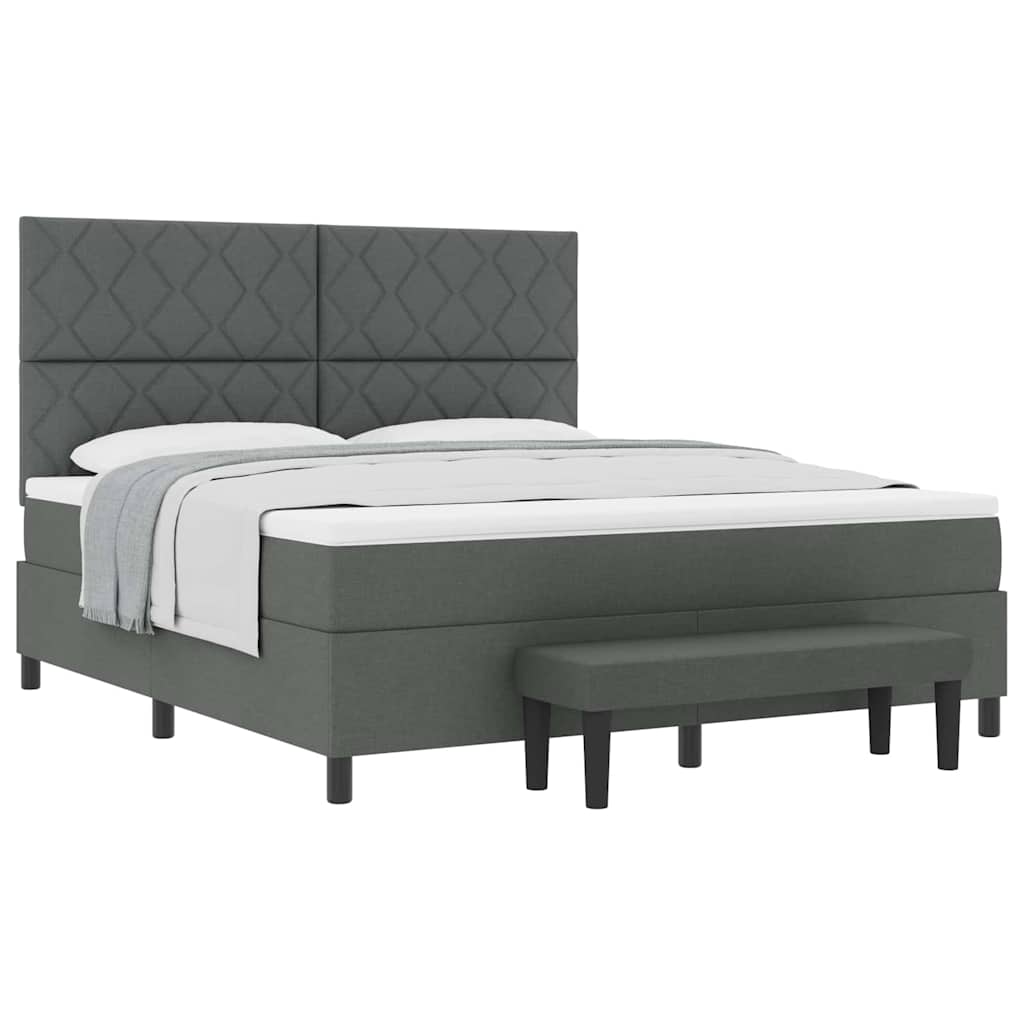 Lit à ressorts avec matelas Gris foncé 180 x 200 cm tissu - XIOS