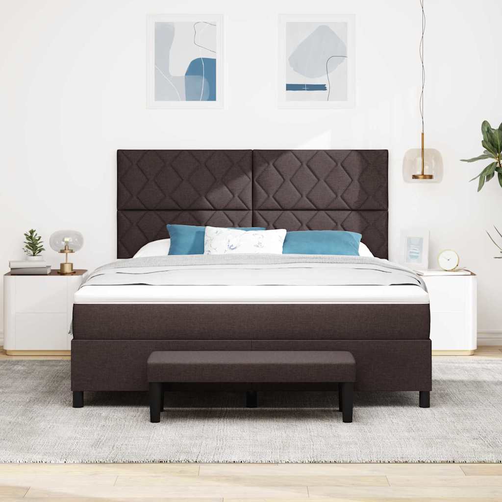 Lit à ressorts avec matelas Marron foncé 180 x 200 cm tissu - XIOS