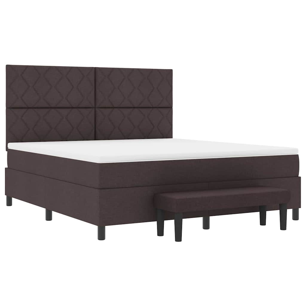 Lit à ressorts avec matelas Marron foncé 180 x 200 cm tissu - XIOS
