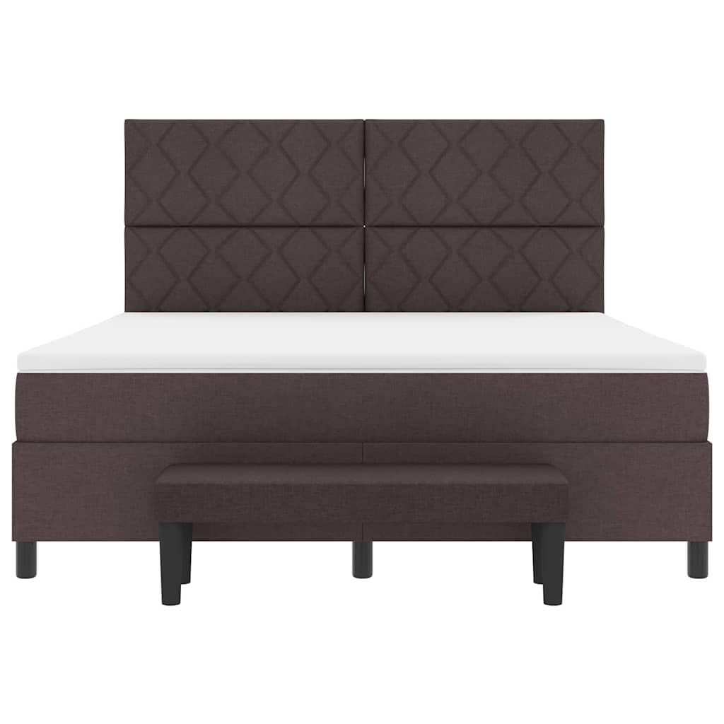 Lit à ressorts avec matelas Marron foncé 180 x 200 cm tissu - XIOS