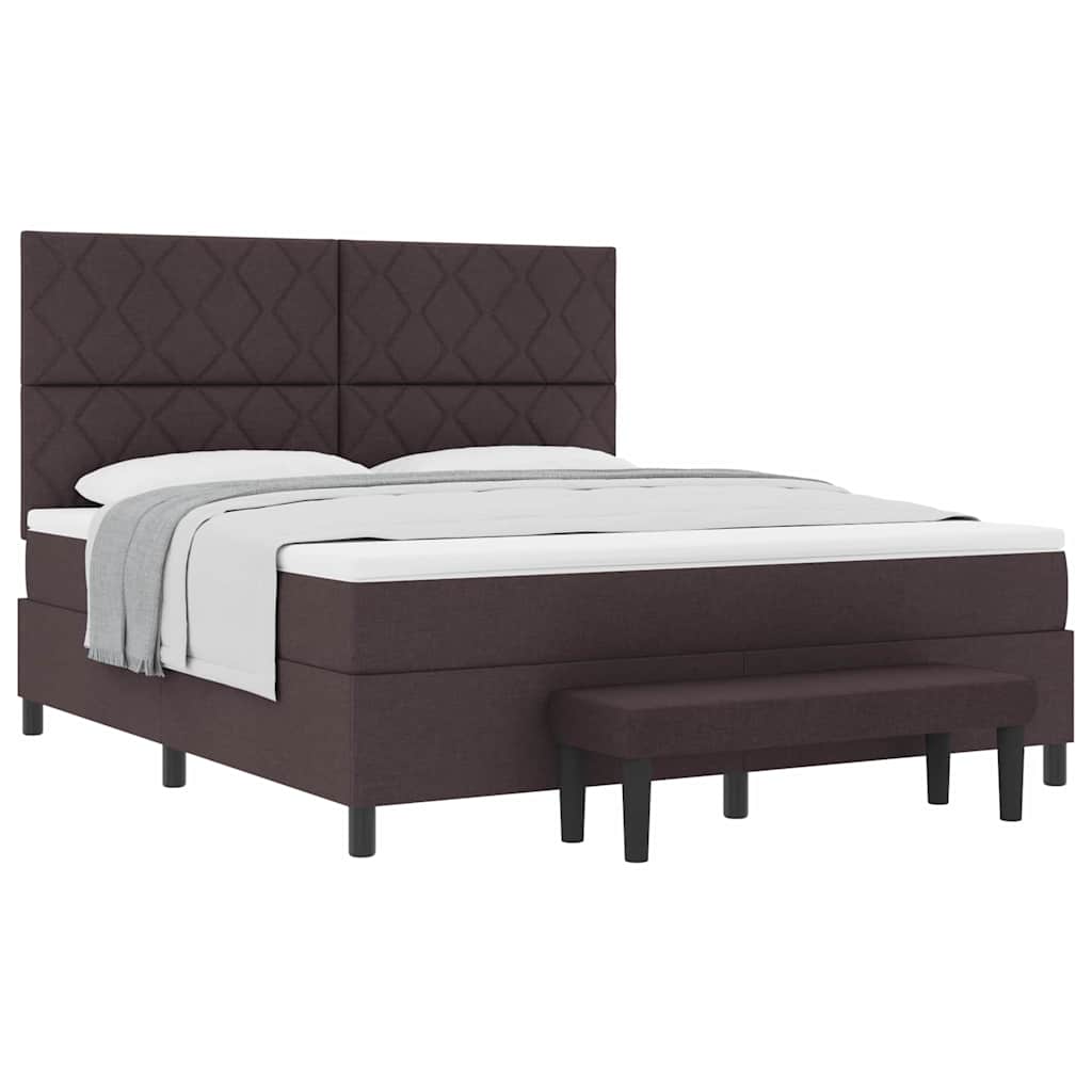 Lit à ressorts avec matelas Marron foncé 180 x 200 cm tissu - XIOS