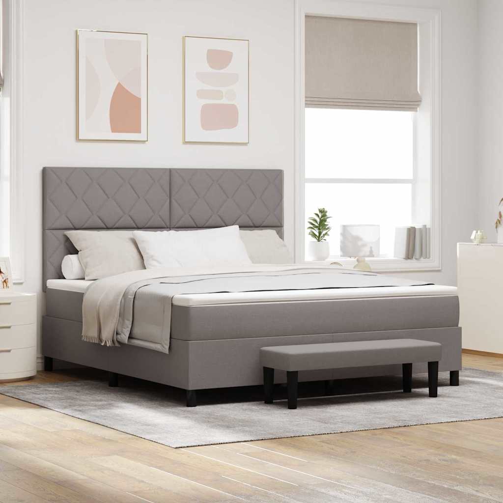 Lit à ressorts avec matelas Taupe 180 x 200 cm tissu - XIOS
