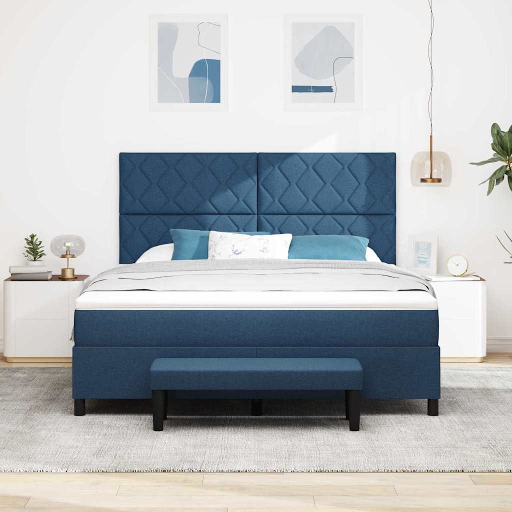 Lit à ressorts avec matelas Bleu 180 x 200 cm tissu - XIOS