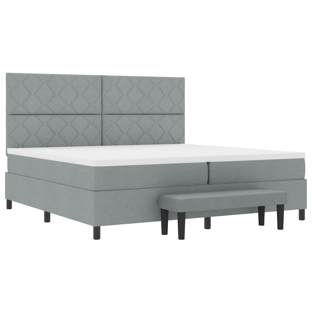 Lit à ressorts avec matelas Gris clair 200 x 200 cm tissu - XIOS