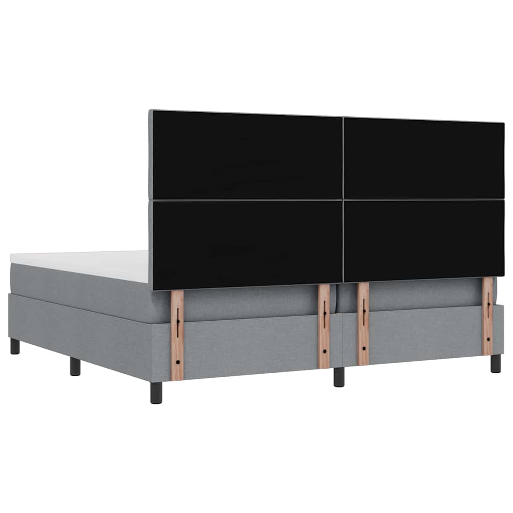 Lit à ressorts avec matelas Gris clair 200 x 200 cm tissu - XIOS