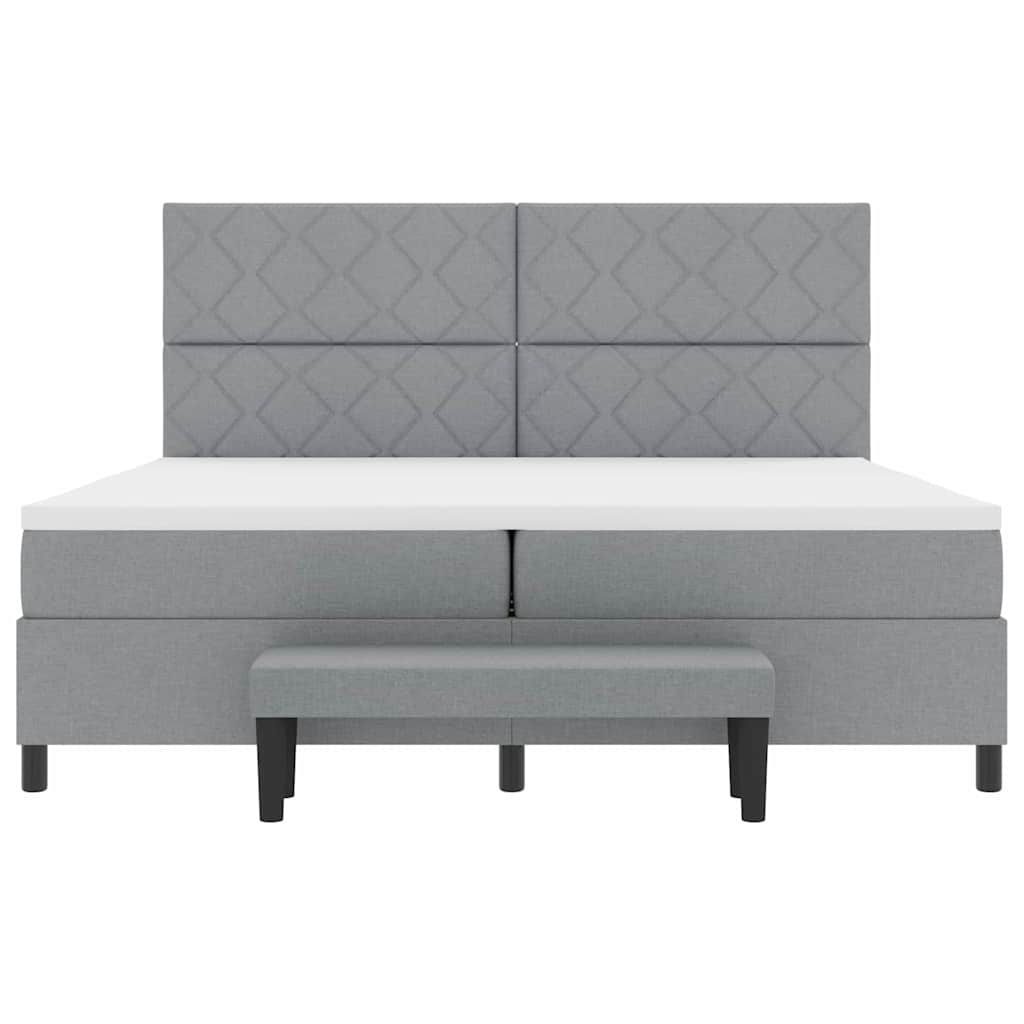 Lit à ressorts avec matelas Gris clair 200 x 200 cm tissu - XIOS