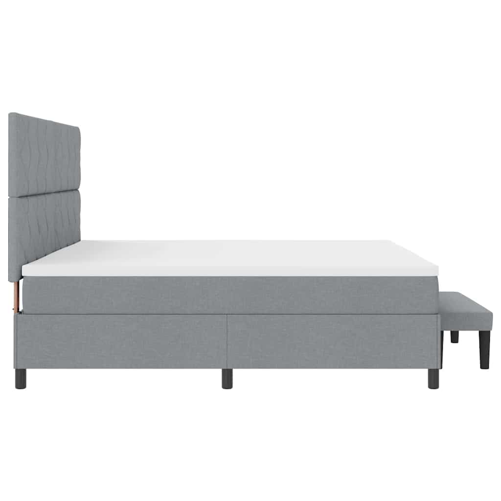 Lit à ressorts avec matelas Gris clair 200 x 200 cm tissu - XIOS