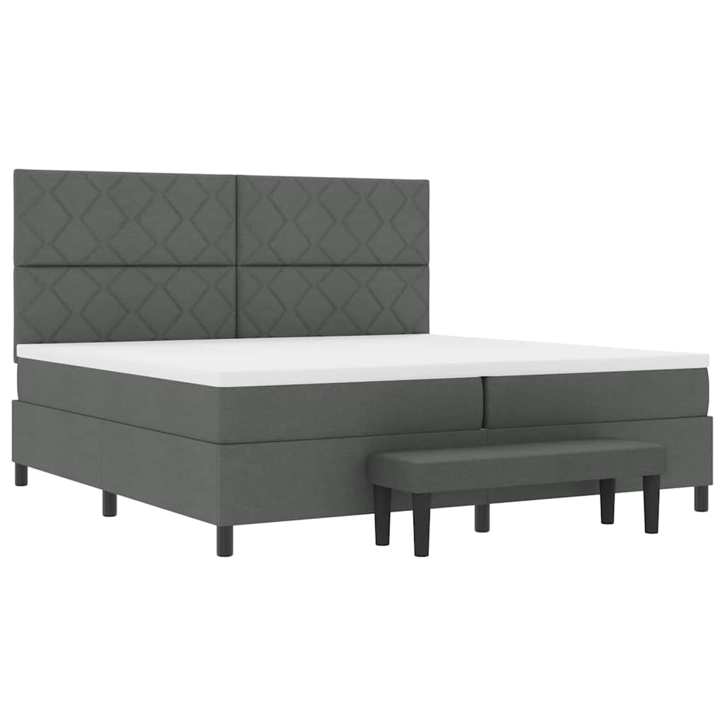 Lit à ressorts avec matelas Gris foncé 200 x 200 cm tissu - XIOS