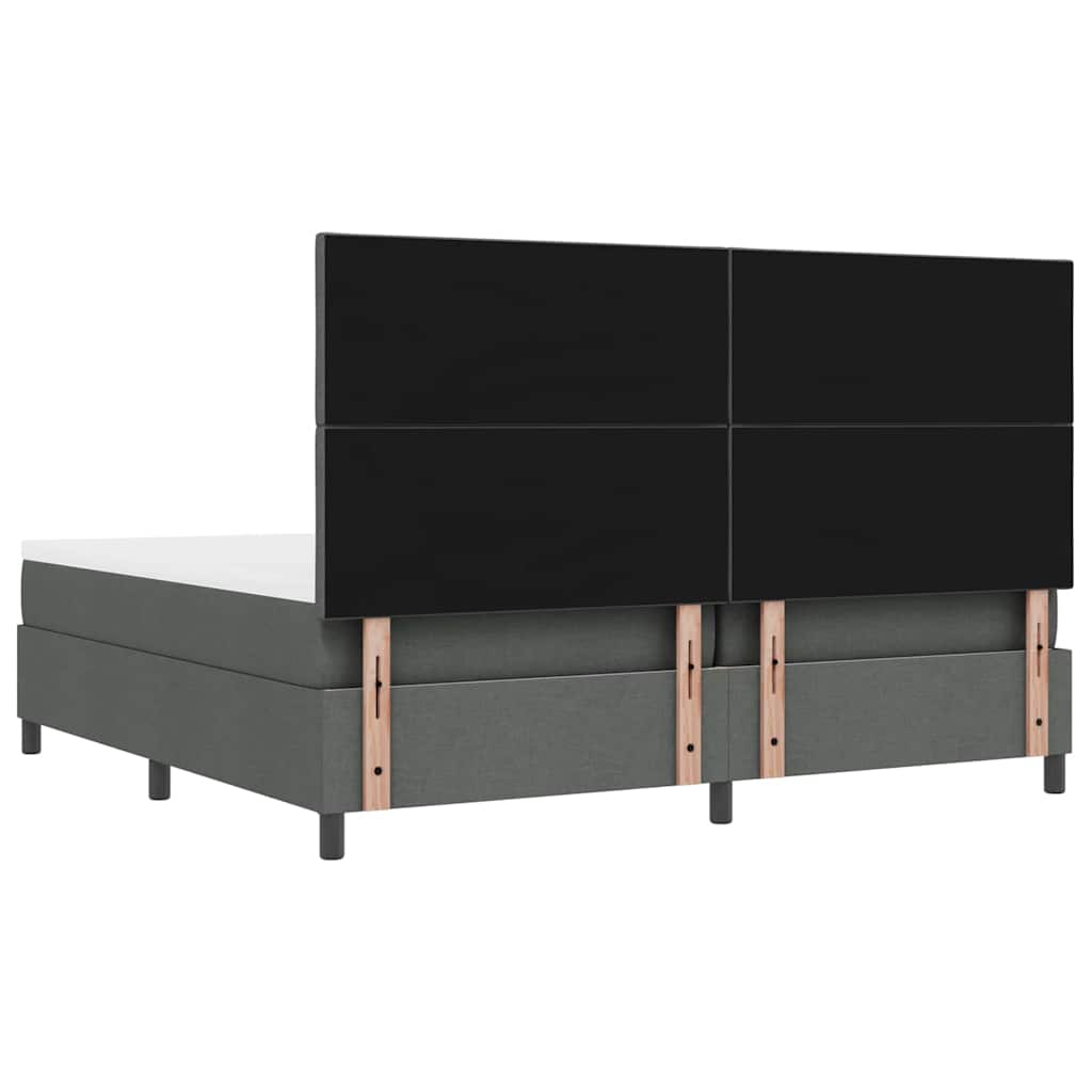 Lit à ressorts avec matelas Gris foncé 200 x 200 cm tissu - XIOS