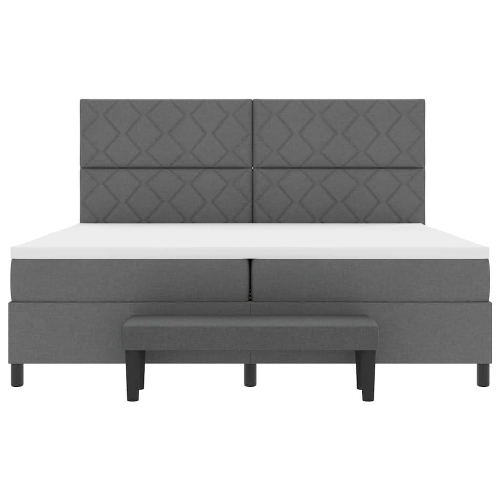 Lit à ressorts avec matelas Gris foncé 200 x 200 cm tissu - XIOS
