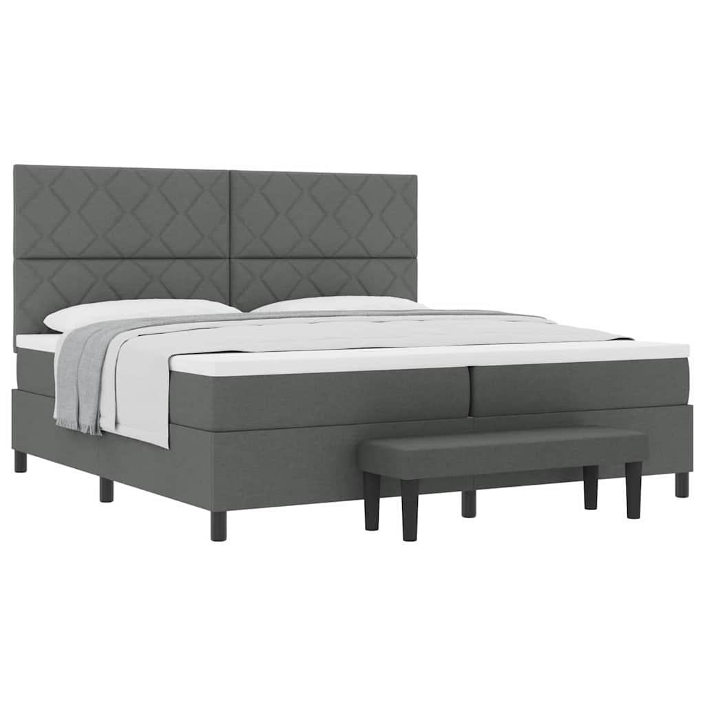 Lit à ressorts avec matelas Gris foncé 200 x 200 cm tissu - XIOS