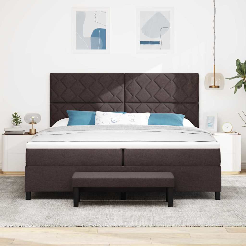 Lit à ressorts avec matelas Marron foncé 200 x 200 cm tissu - XIOS