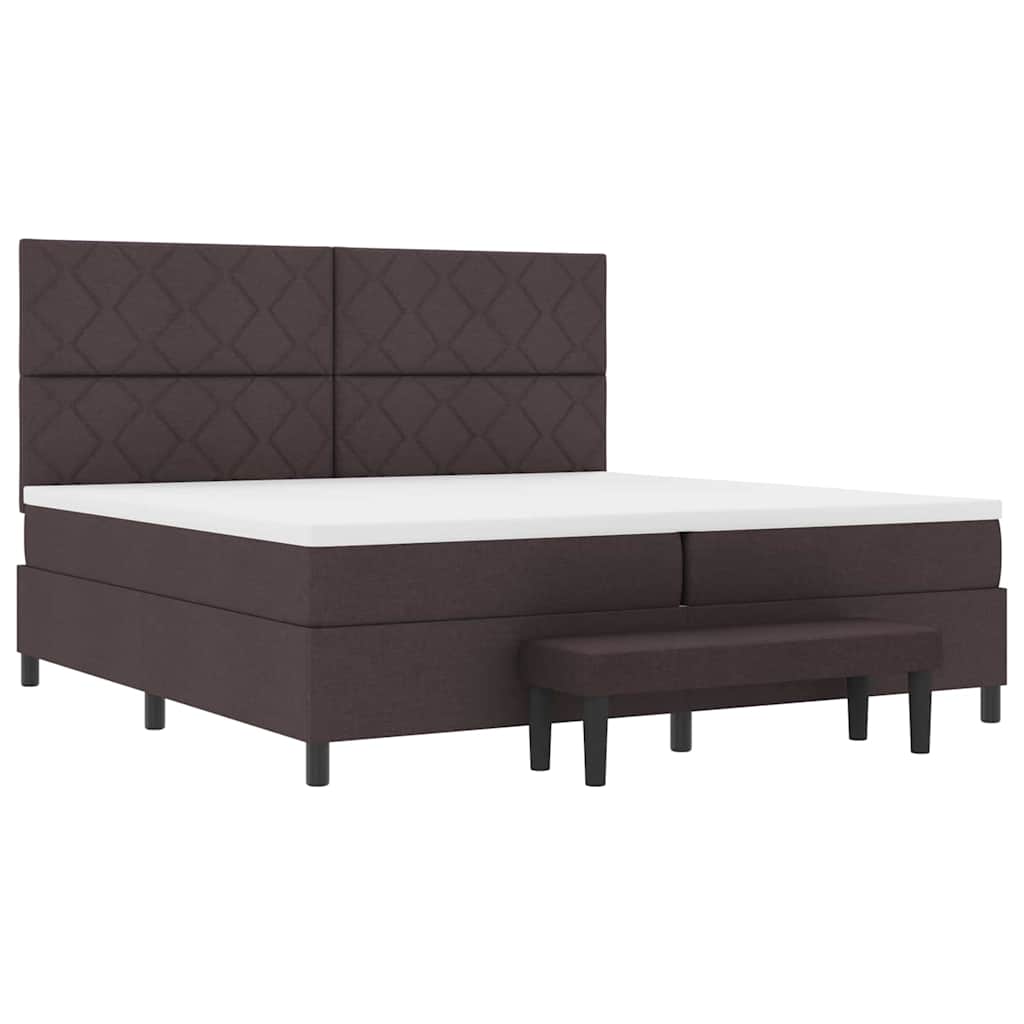 Lit à ressorts avec matelas Marron foncé 200 x 200 cm tissu - XIOS