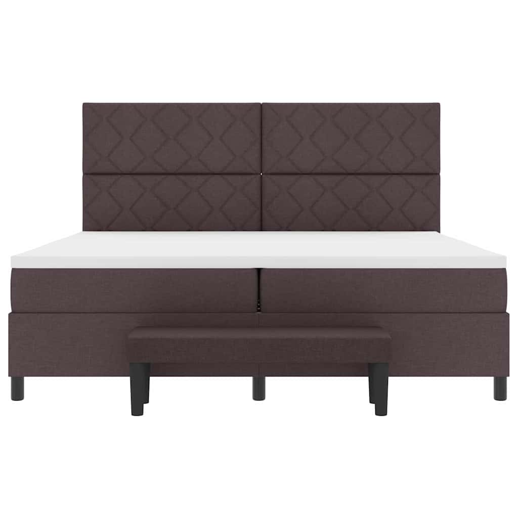 Lit à ressorts avec matelas Marron foncé 200 x 200 cm tissu - XIOS