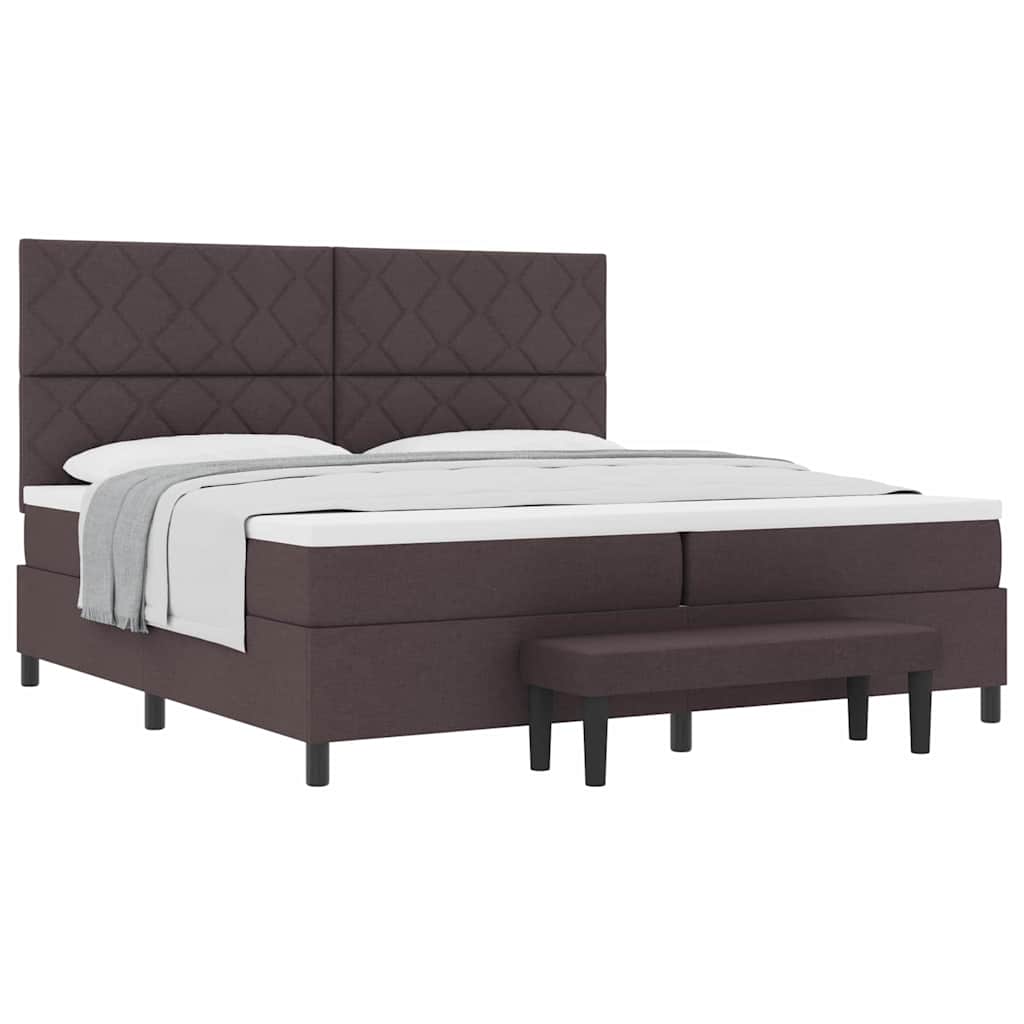 Lit à ressorts avec matelas Marron foncé 200 x 200 cm tissu - XIOS
