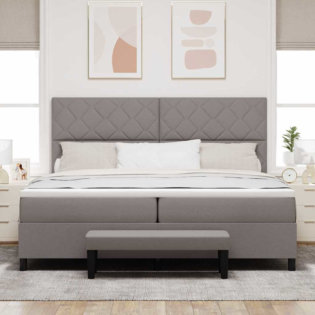 Lit à ressorts avec matelas Taupe 200 x 200 cm tissu - XIOS
