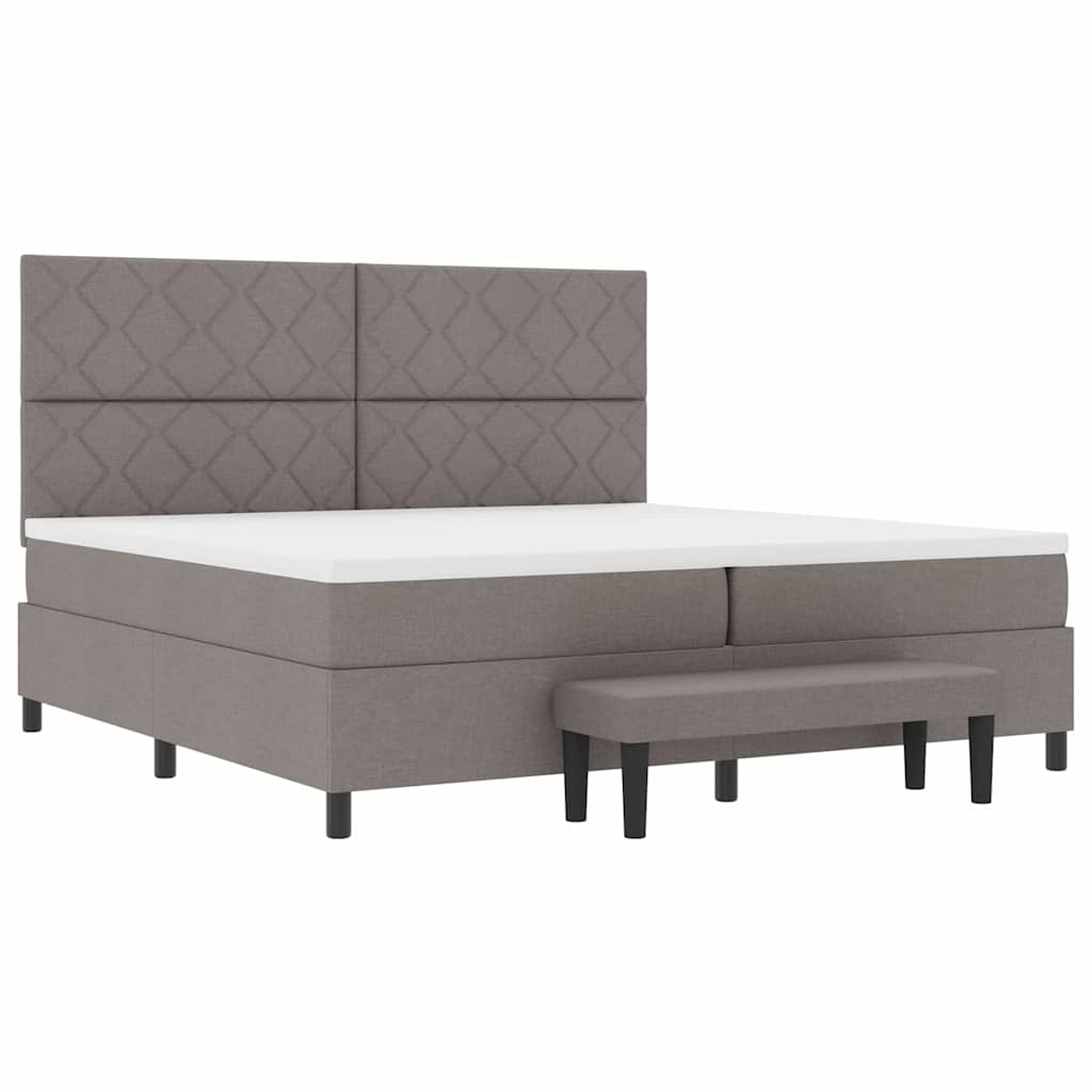 Lit à ressorts avec matelas Taupe 200 x 200 cm tissu - XIOS