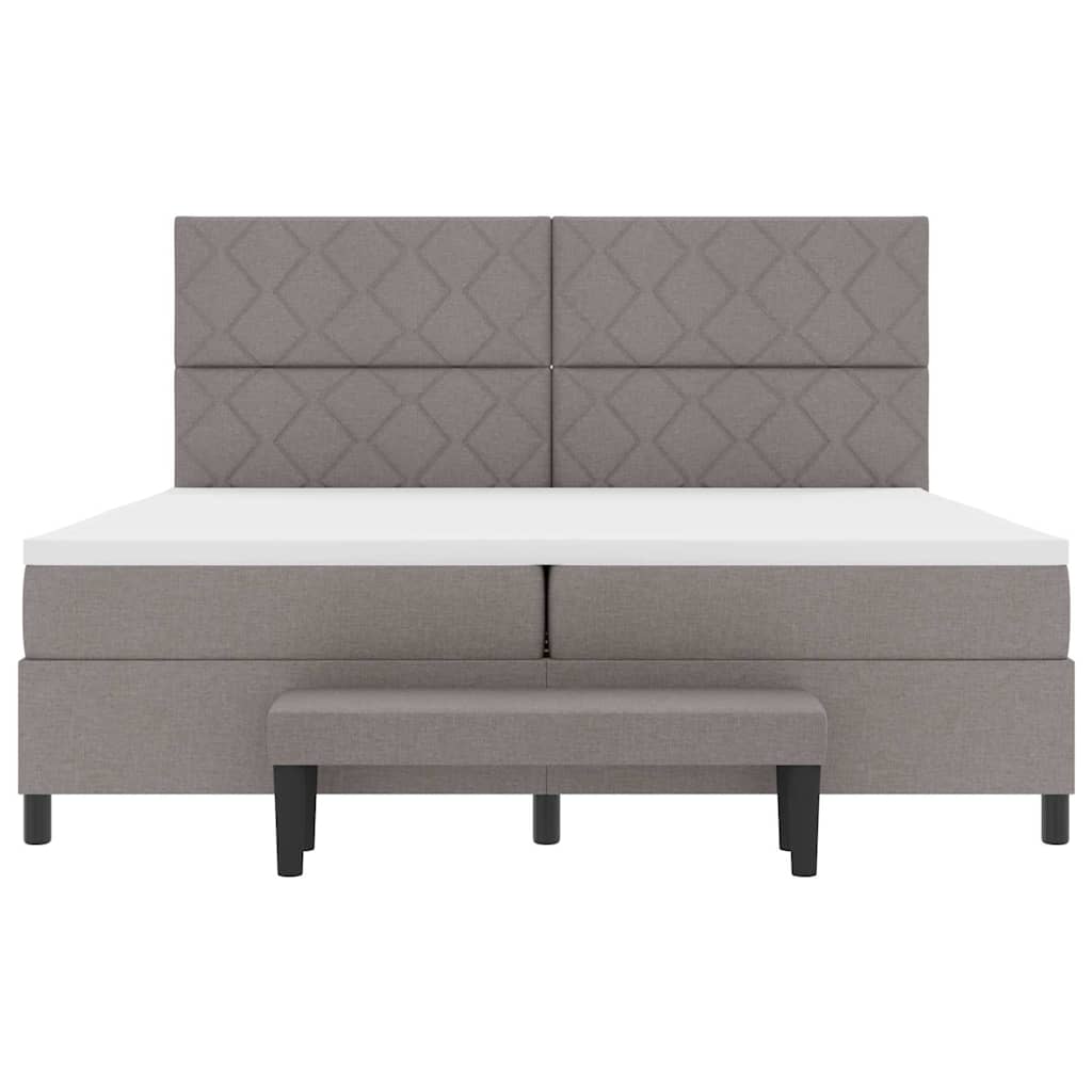 Lit à ressorts avec matelas Taupe 200 x 200 cm tissu - XIOS