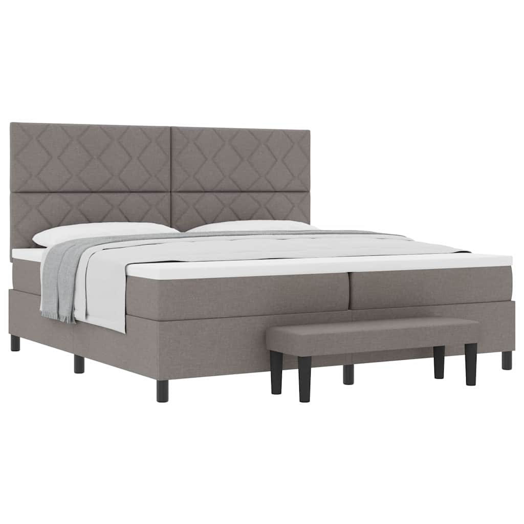 Lit à ressorts avec matelas Taupe 200 x 200 cm tissu - XIOS