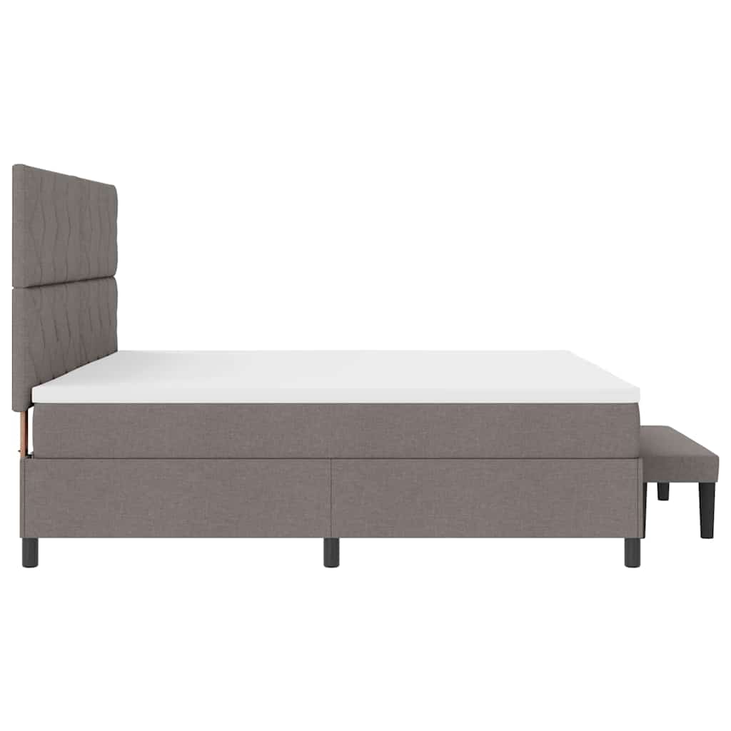 Lit à ressorts avec matelas Taupe 200 x 200 cm tissu - XIOS