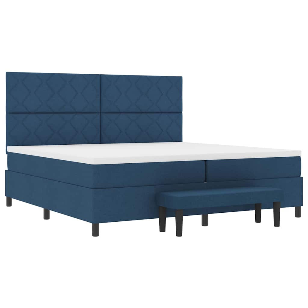 Lit à ressorts avec matelas Bleu 200 x 200 cm tissu - XIOS