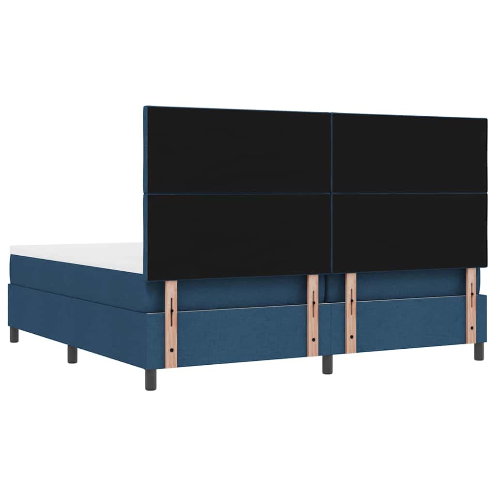 Lit à ressorts avec matelas Bleu 200 x 200 cm tissu - XIOS