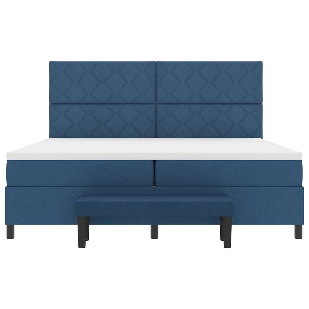 Lit à ressorts avec matelas Bleu 200 x 200 cm tissu - XIOS