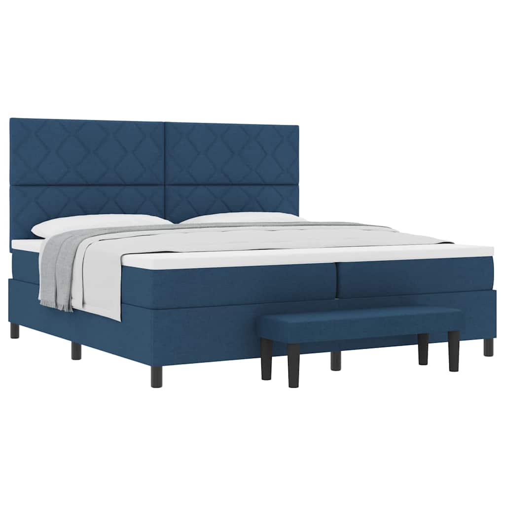 Lit à ressorts avec matelas Bleu 200 x 200 cm tissu - XIOS