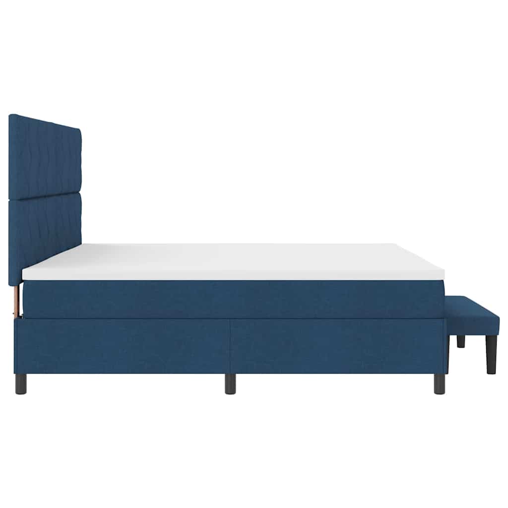 Lit à ressorts avec matelas Bleu 200 x 200 cm tissu - XIOS