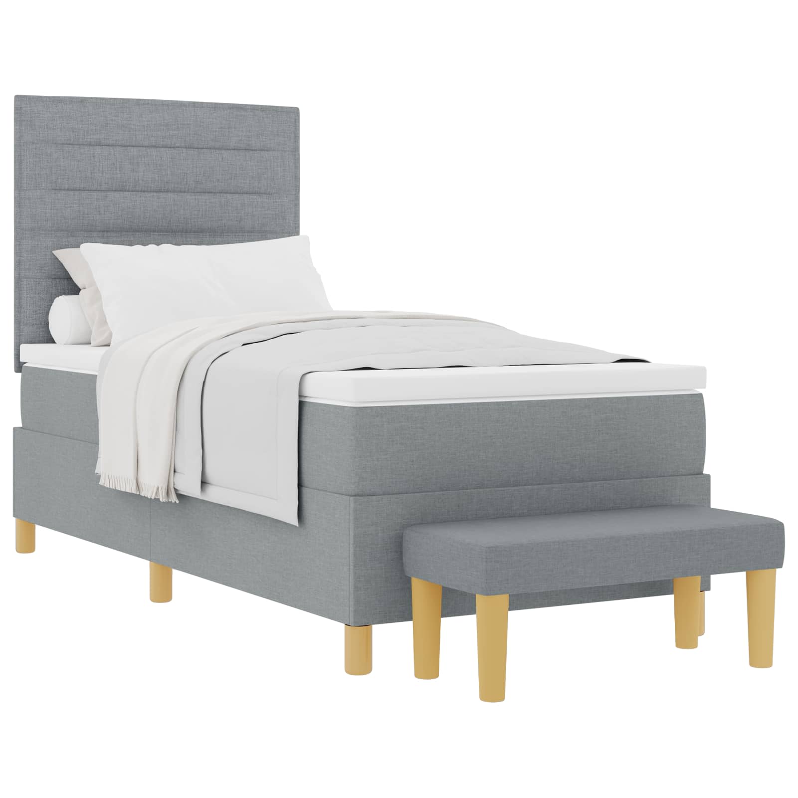 Lit à ressorts avec tête de lit Gris clair 200 x 80 cm tissu