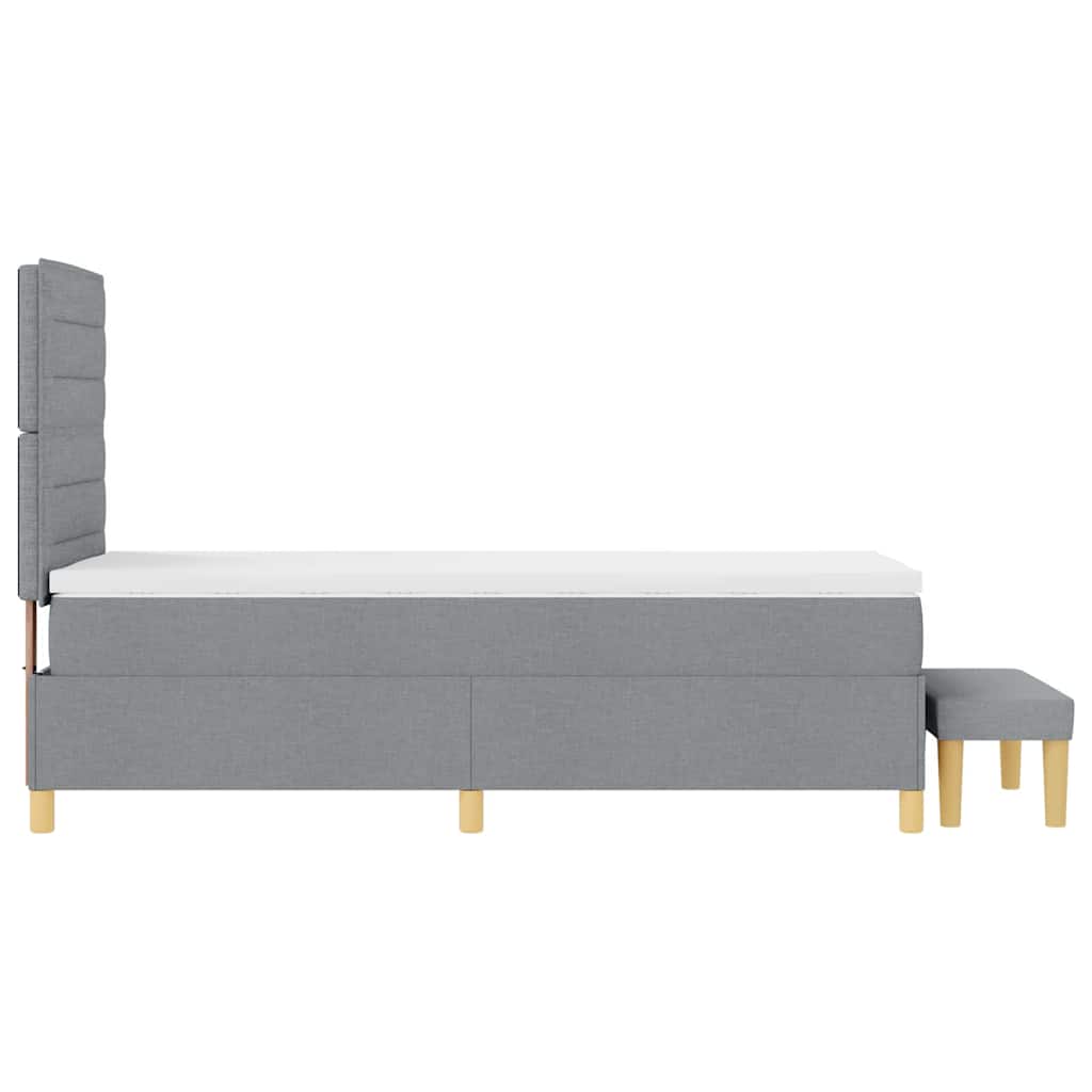 Lit à ressorts avec tête de lit Gris clair 200 x 80 cm tissu