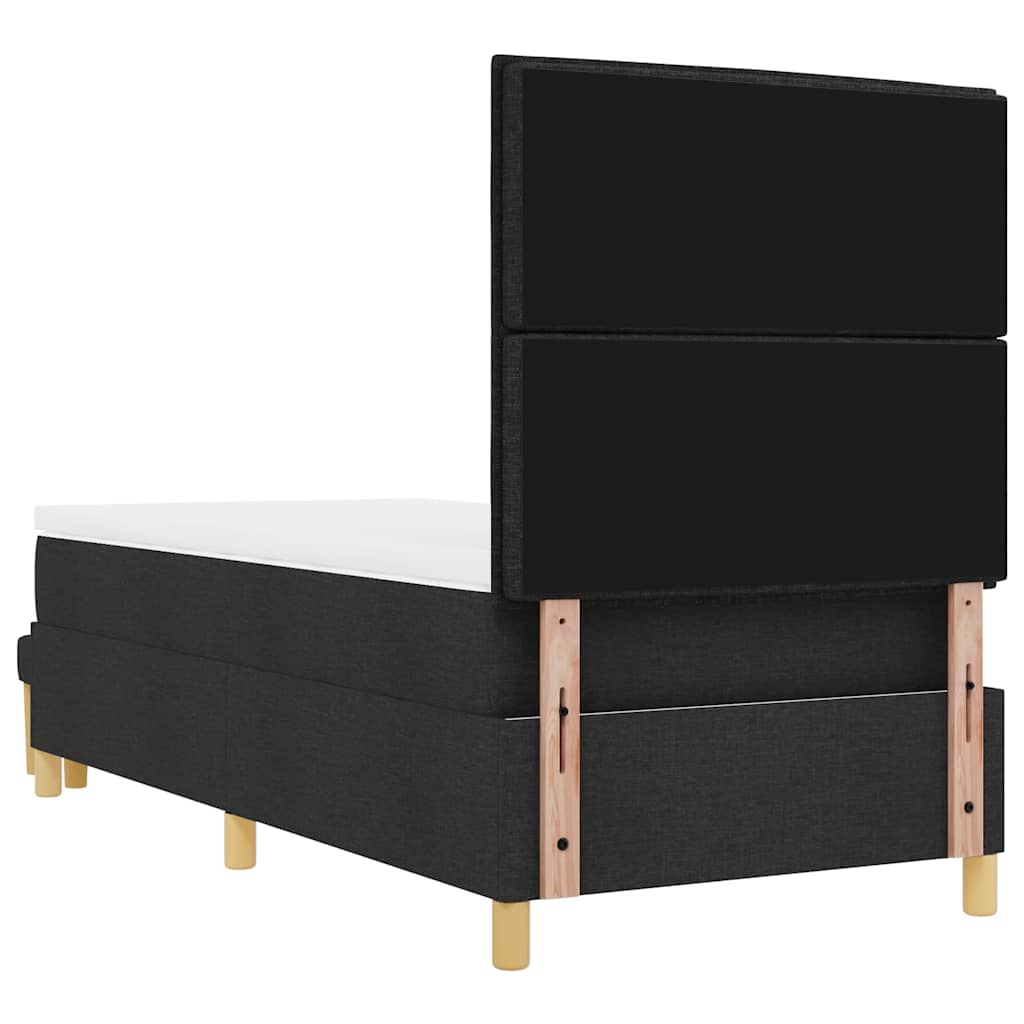 Lit à ressorts avec tête de lit Noir 200 x 90 cm tissu - XIOS
