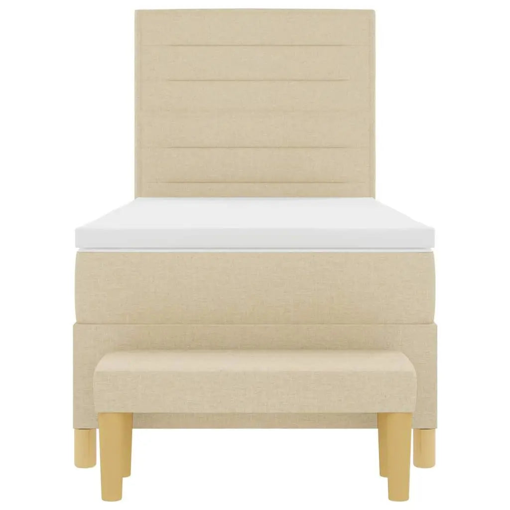 Lit à ressorts avec tête de lit Crème 200 x 90 cm tissu - XIOS