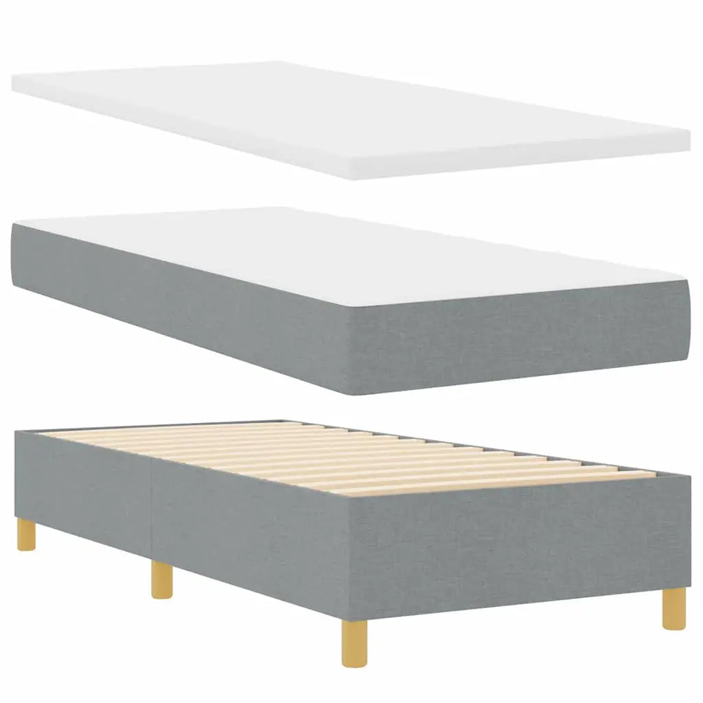Lit à ressorts avec tête de lit Gris clair 190 x 90 cm tissu - XIOS