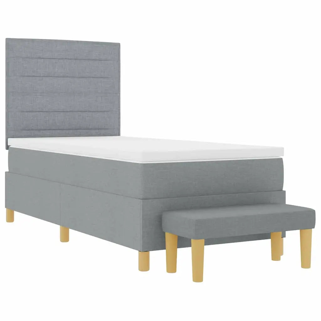 Lit à ressorts avec tête de lit Gris clair 190 x 90 cm tissu - XIOS