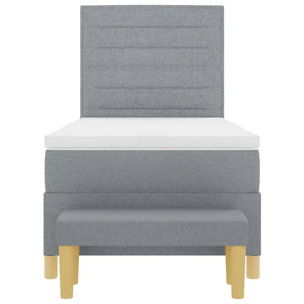 Lit à ressorts avec tête de lit Gris clair 190 x 90 cm tissu - XIOS