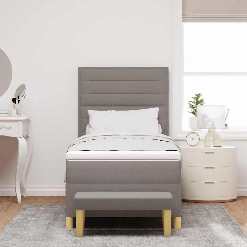 Lit à ressorts avec tête de lit Taupe 200 x 90 cm tissu