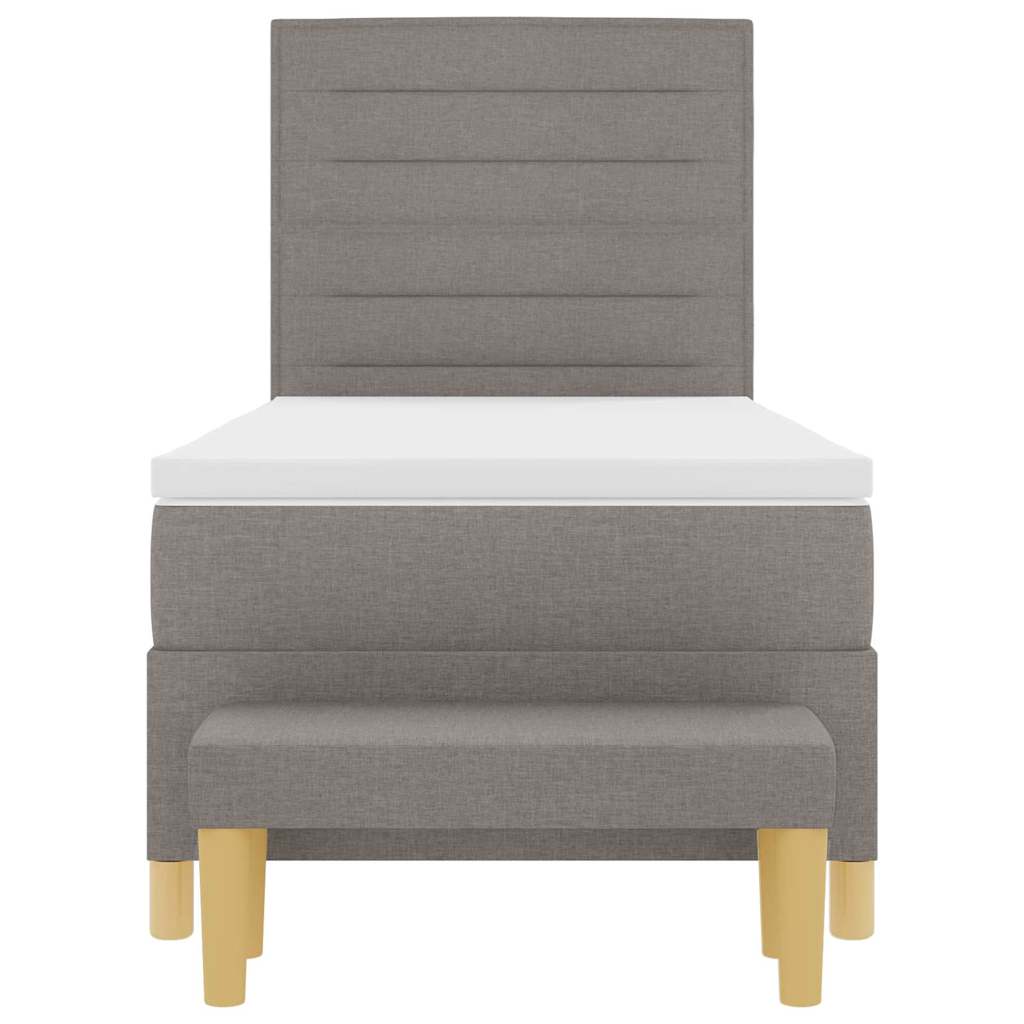 Lit à ressorts avec tête de lit Taupe 200 x 90 cm tissu