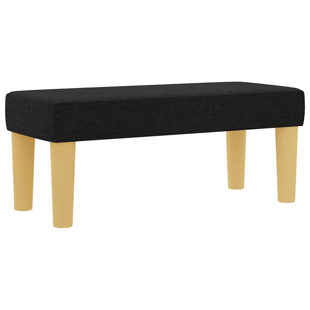 Lit à ressorts avec matelas Noir 90 x 200 cm tissu