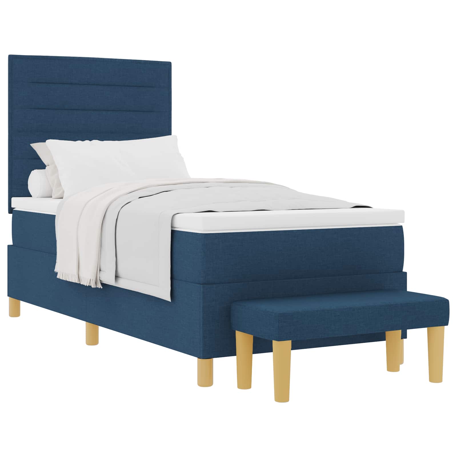 Lit à ressorts avec matelas Bleu 90 x 200 cm tissu - XIOS