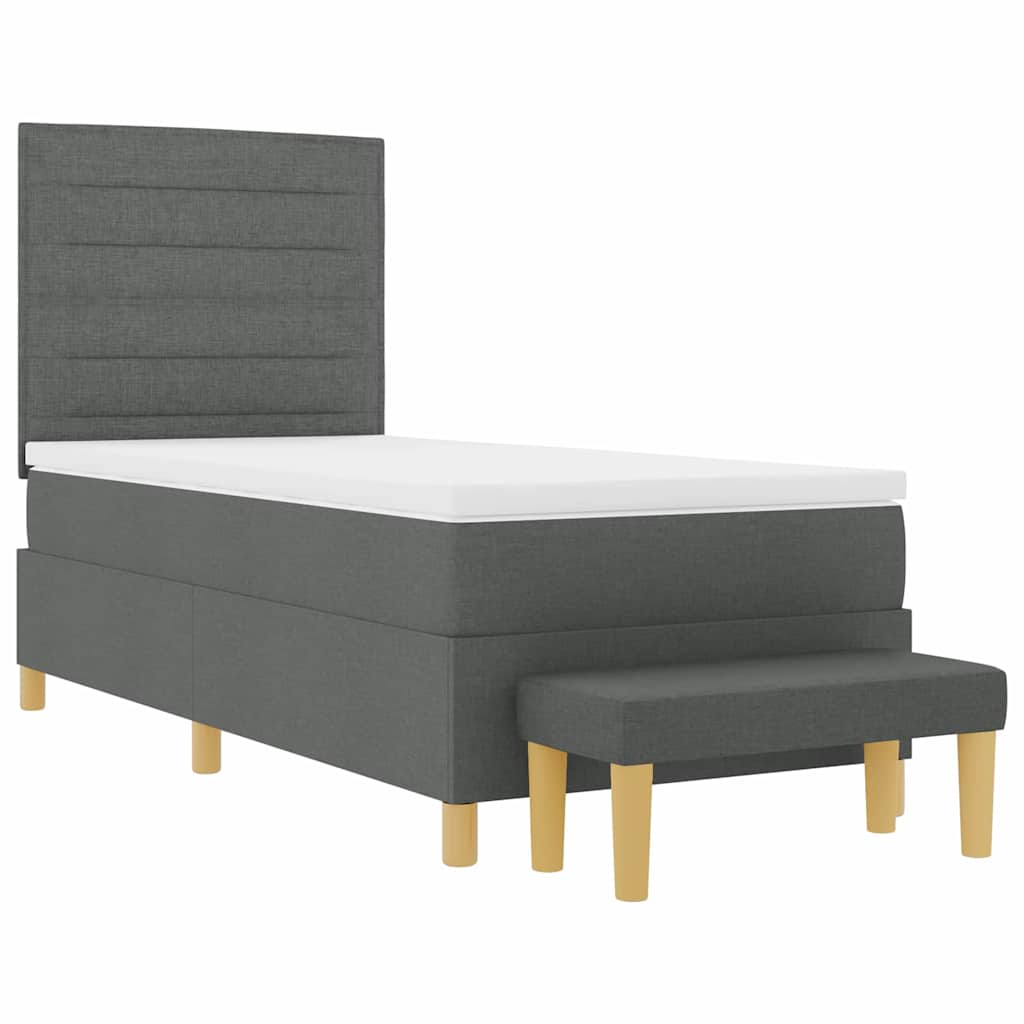 Lit à ressorts avec coussin Gris foncé 200 x 90 cm tissu - XIOS