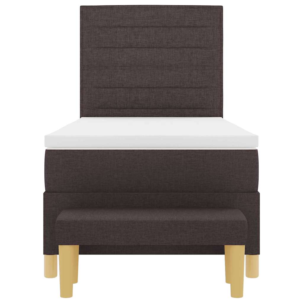Lit à ressorts avec tête de lit Marron foncé 200 x 90 cm tissu