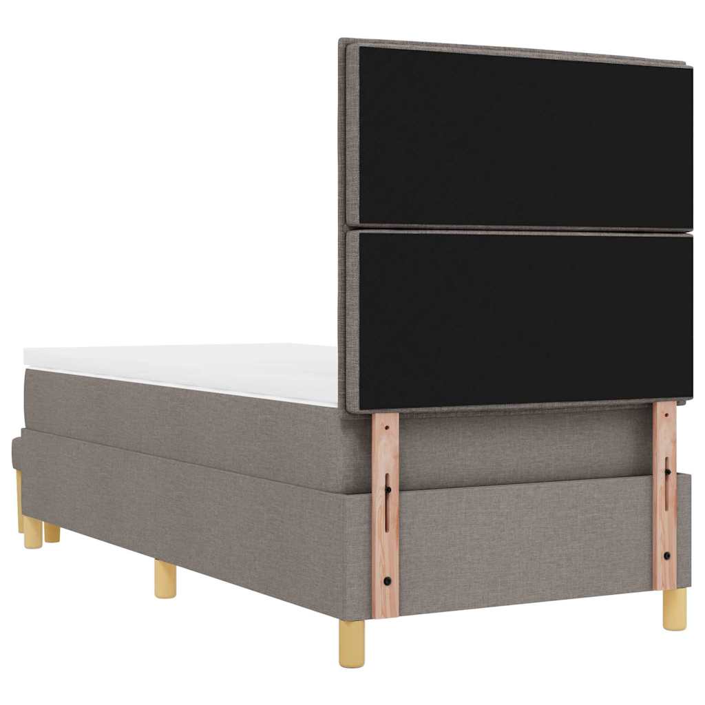 Lit à ressorts avec tête de lit Taupe 200 x 90 cm tissu