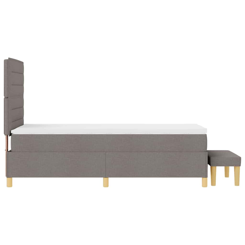 Lit à ressorts avec tête de lit Taupe 200 x 90 cm tissu